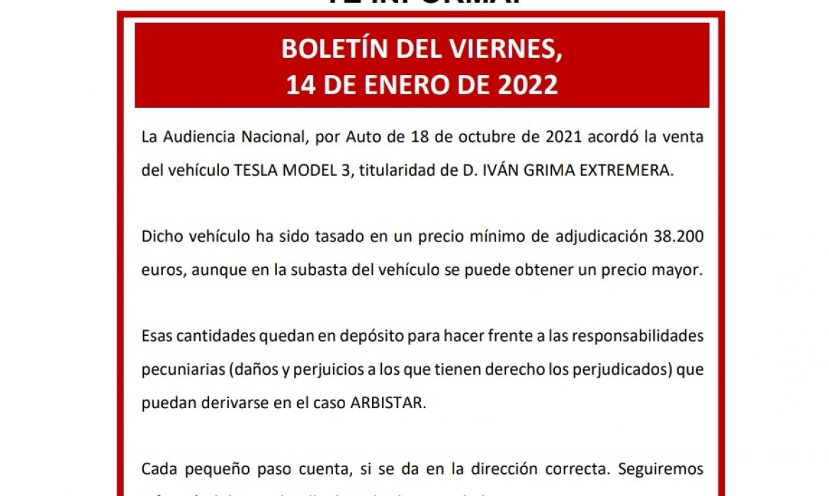 Boletín del viernes, 14 de enero de 2022