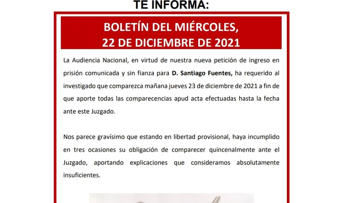 Boletín del miércoles, 22 de diciembre de 2021