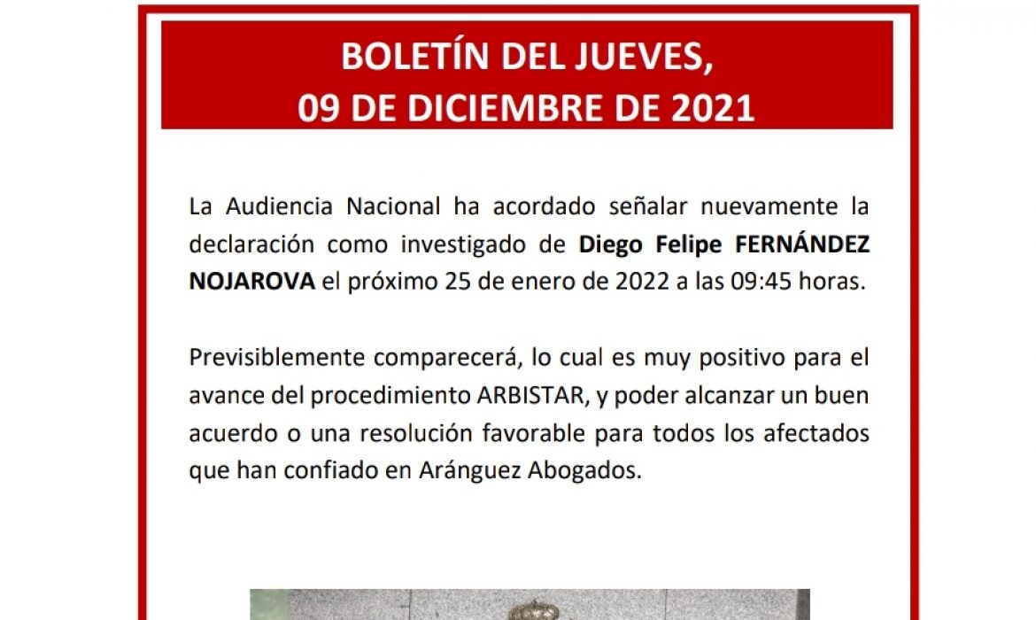 Boletín del jueves, 09 de diciembre de 2021
