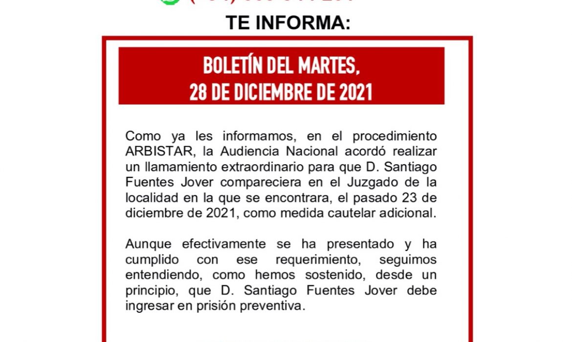 Boletín del martes, 28 de diciembre de 2021