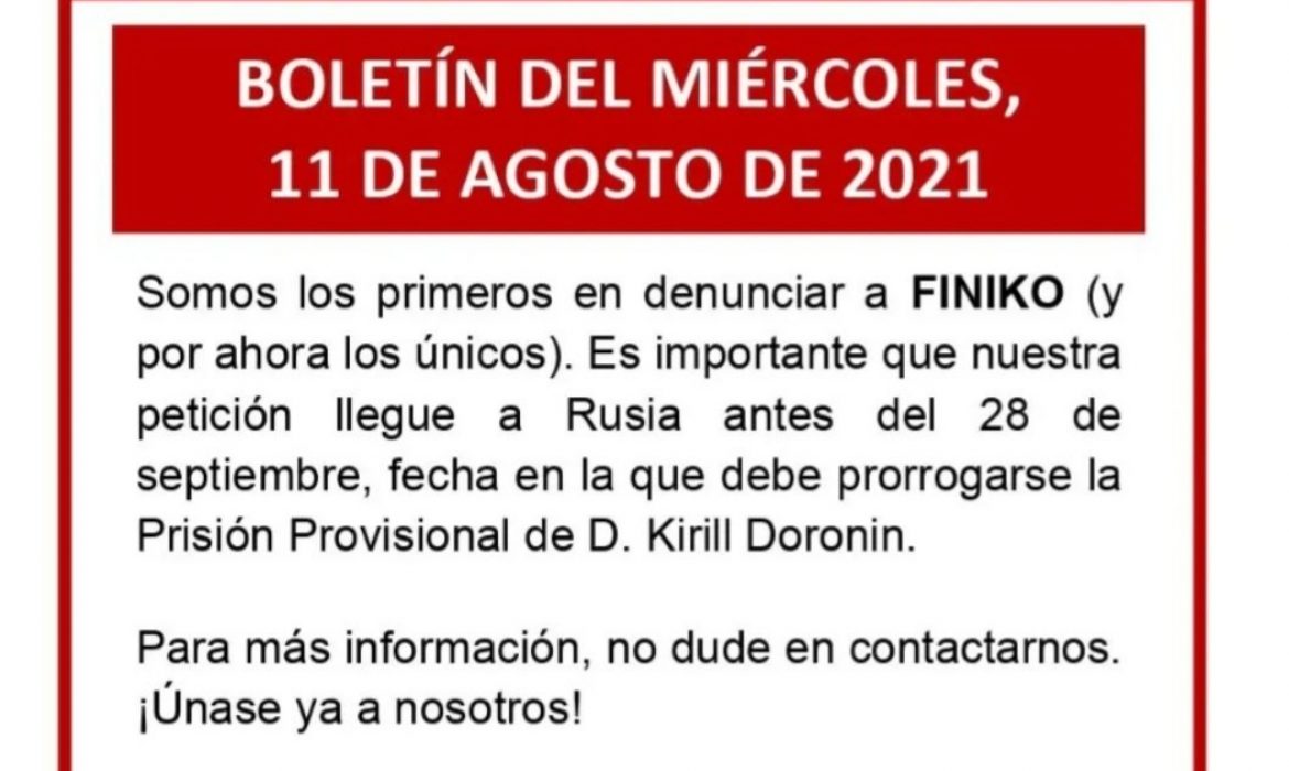 Boletín del miércoles, 11 de  agosto de 2021