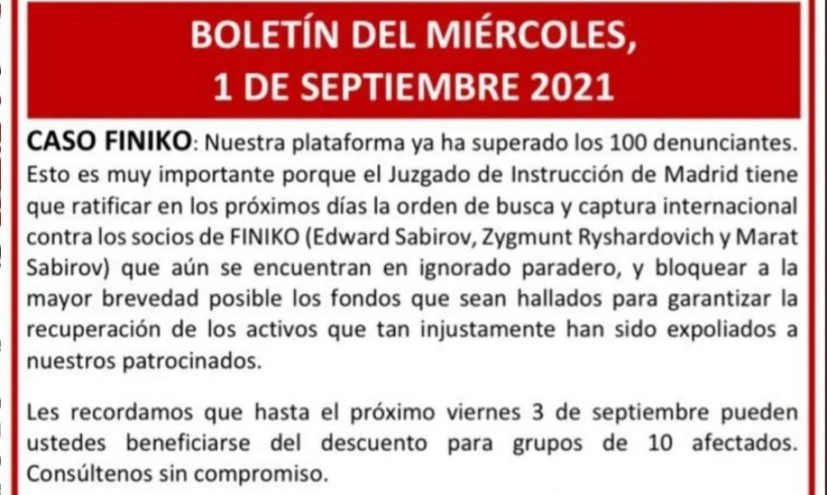 Boletín del miércoles, 1 de septiembre de 2021