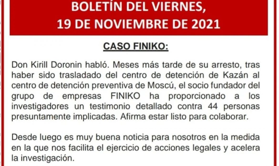 Boletín del viernes , 19 de noviembre de 2021