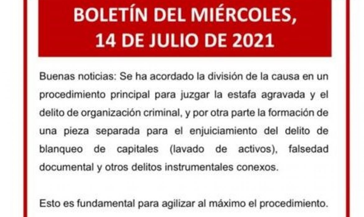 Boletín del miércoles, 14 de julio de 2021