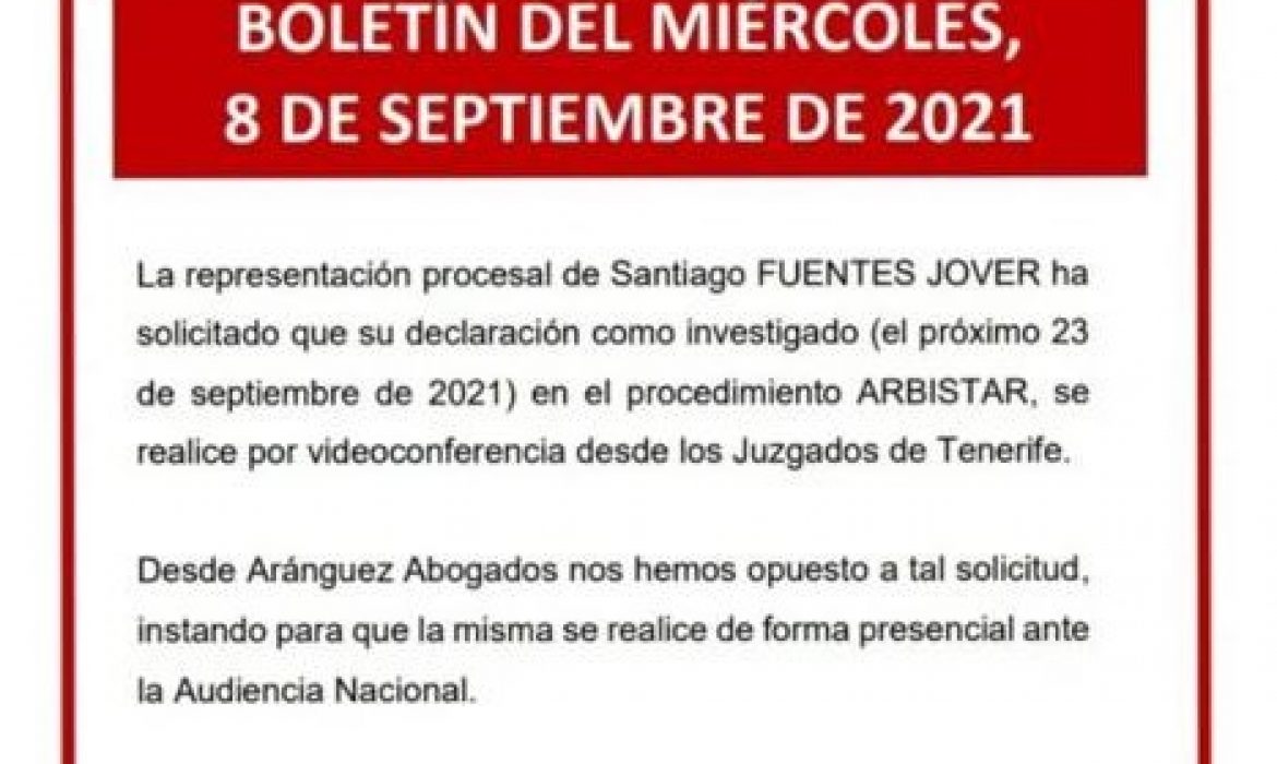 Boletín del miércoles, 8 de septiembre de 2021