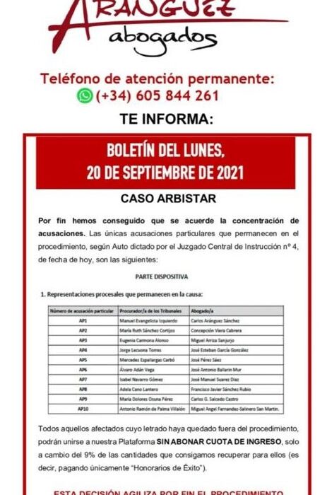 Boletín del lunes, 20 de septiembre de 2021
