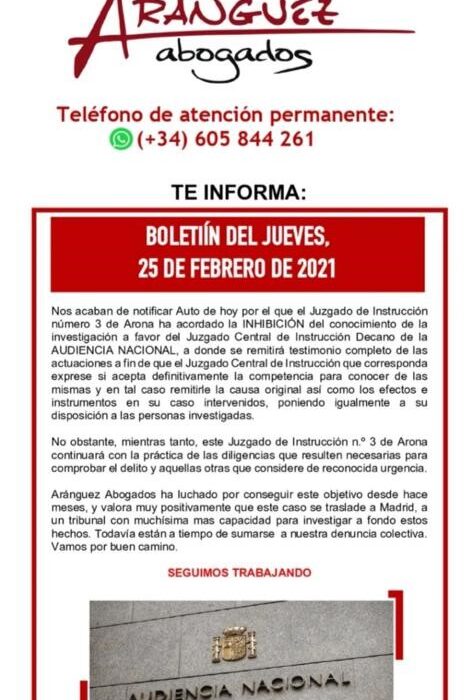 Boletín del jueves, 25 de febrero de 2021
