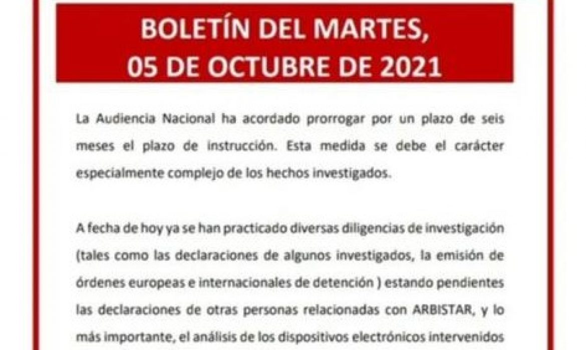 Boletín del martes, 5 de octubre de 2021