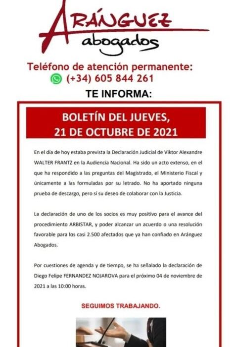 Boletín del jueves, 21 de octubre de 2021
