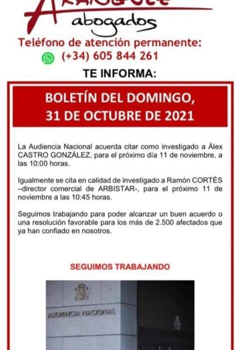 Boletín del domingo, 31 de octubre de 2021