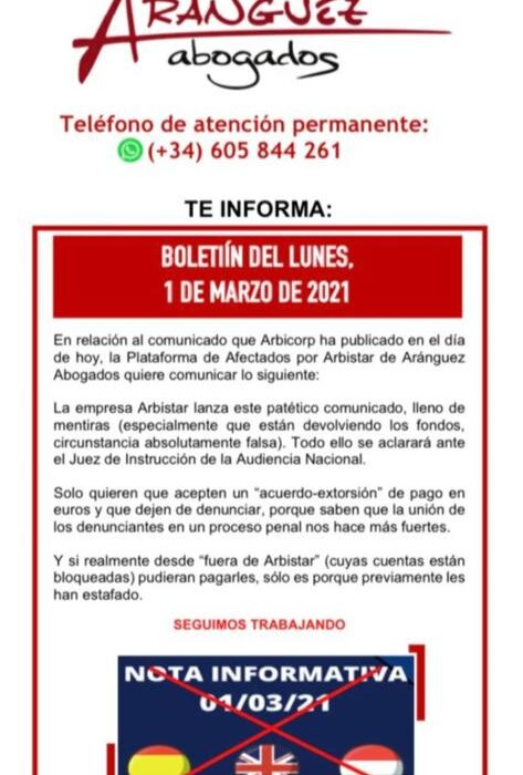 Boletín del lunes, 1 de marzo de 2021