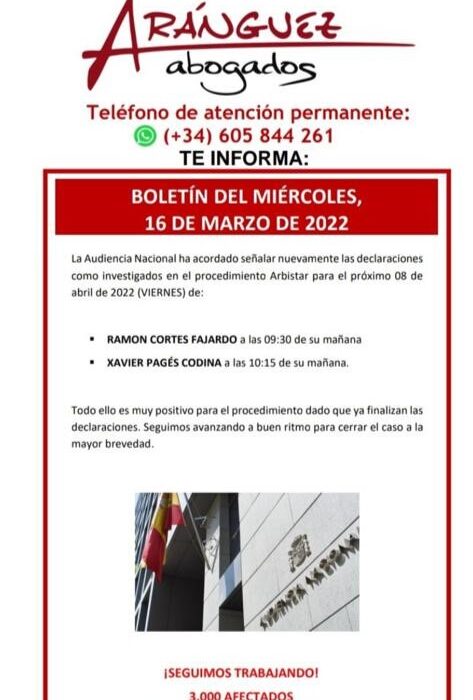 Boletín del miércoles, 16 de marzo de 2022