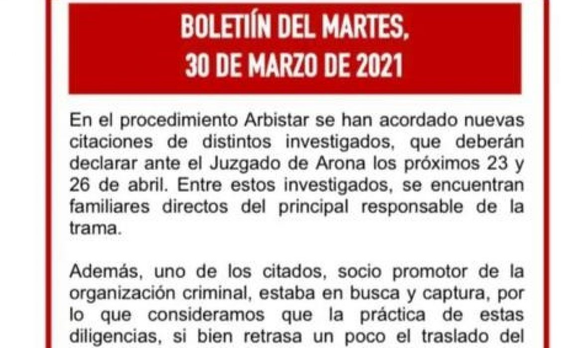 Boletín del martes, 30 de marzo de 2021