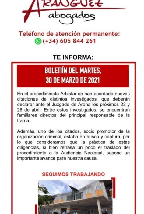 Boletín del martes, 30 de marzo de 2021