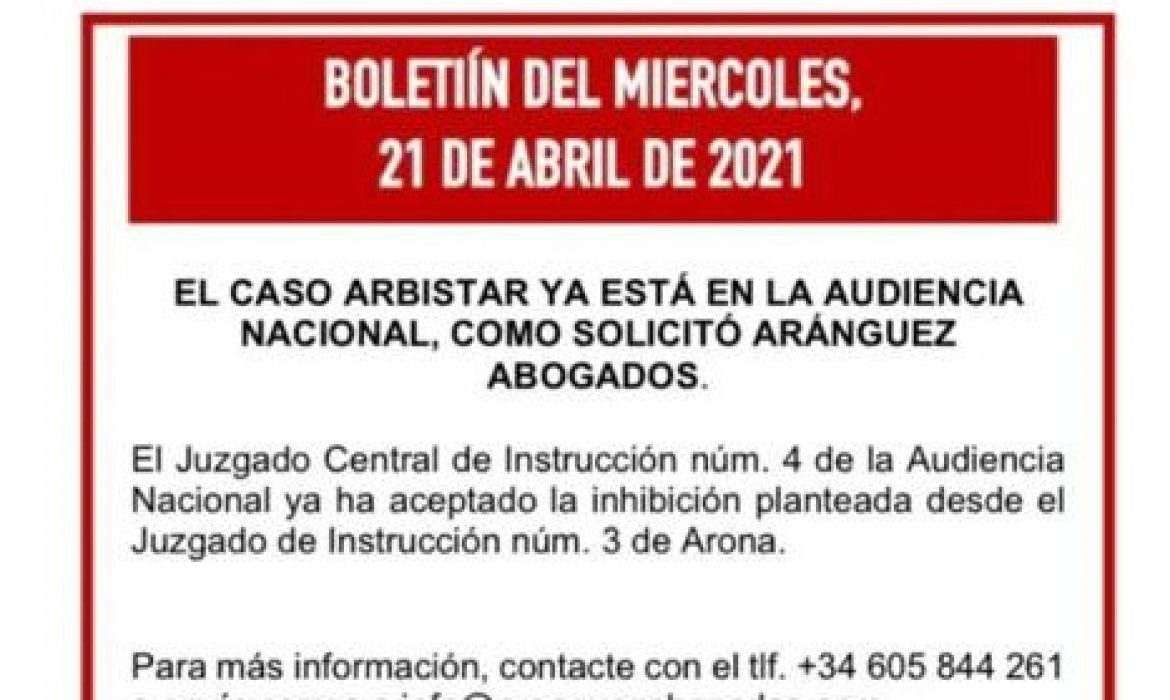 Boletín del miércoles, 21 de abril de 2021