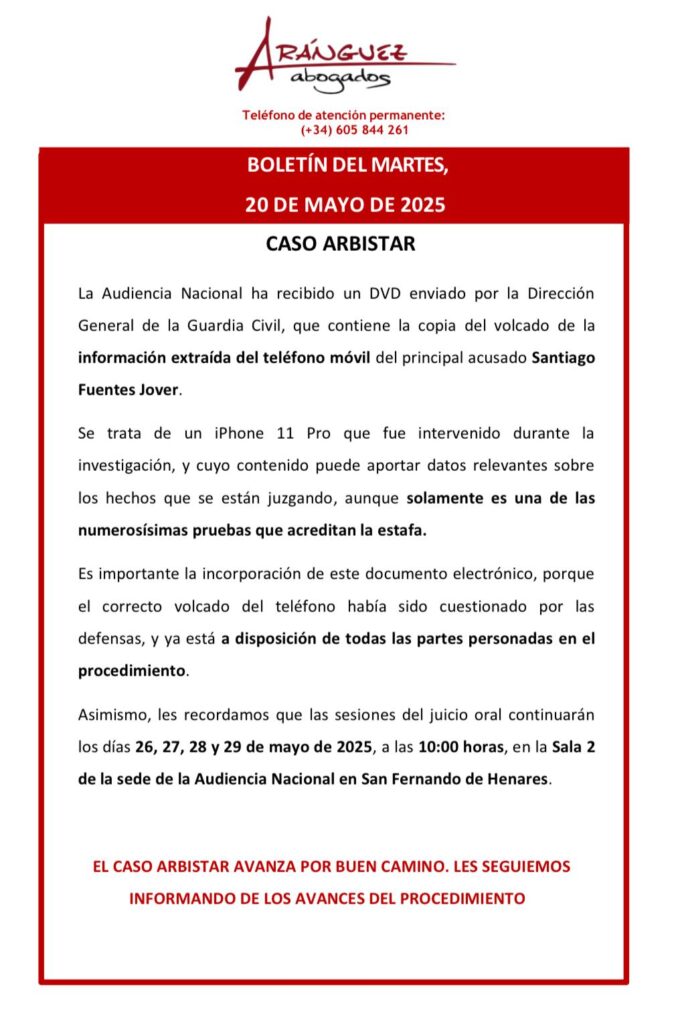 Boletín Arbistar 20 mayo de 2025