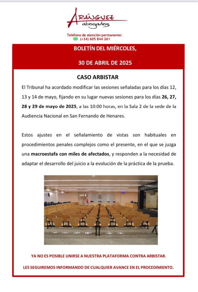 Boletín Arbistar 30 de abril de 2025