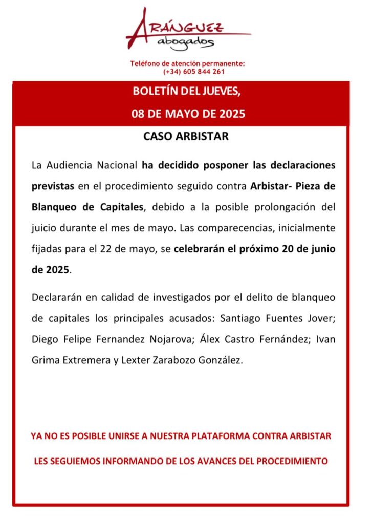 Boletín Arbistar 8 mayo 2025