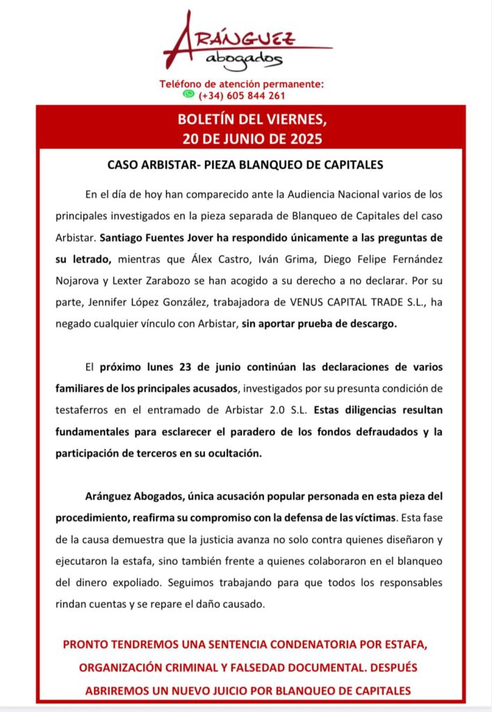 Boletín Arbistar 20 de junio de 2025